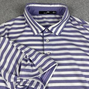 RLX Ralph Lauren Polo Shirt Mens XL Wicking Purple Striped Pocket Stretch Golf